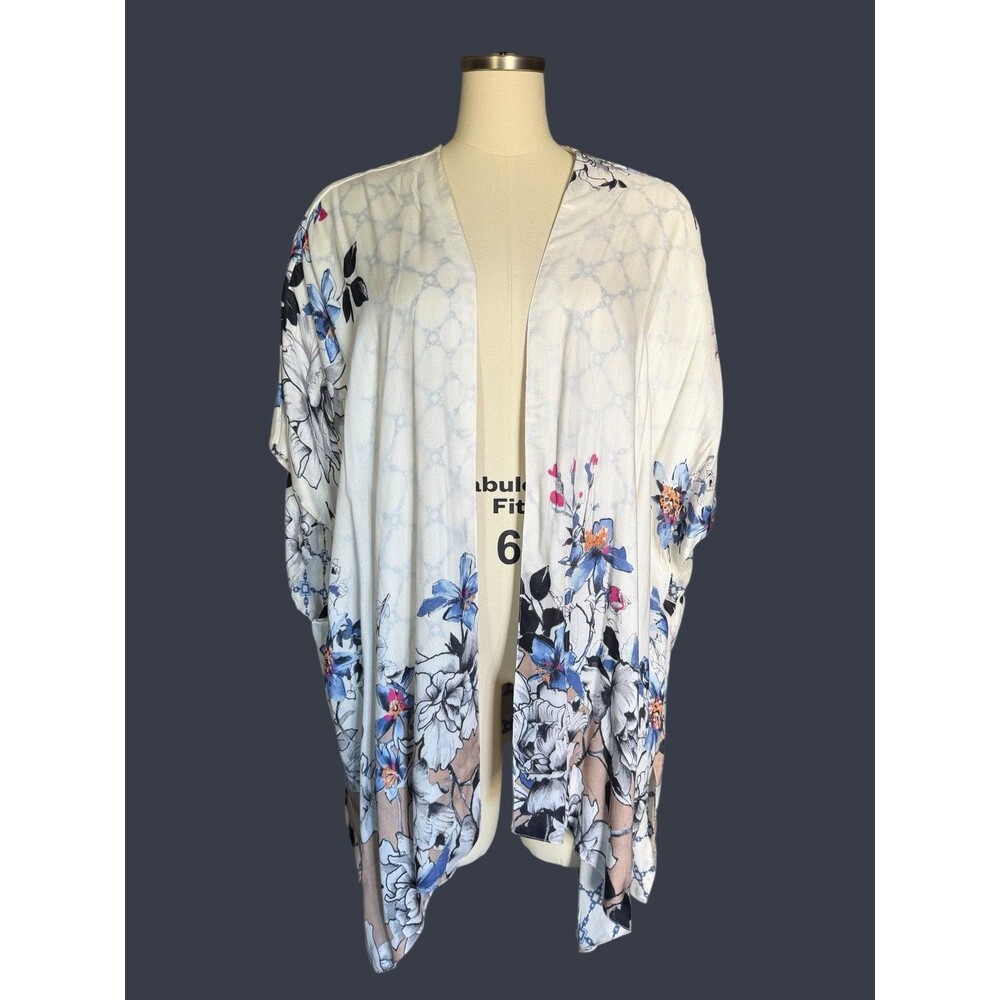 Chico's Reversible Ruana Wrap Kimono Floral Chain Print Size L/XL - NEW w/o Tags